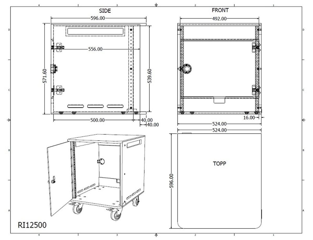 Rufo RI12500 Installasjonsrack 12U Dybde=500mm